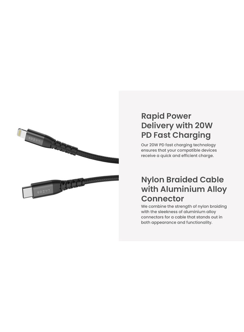 LAZOR Flow L CL90 Type-C to Lightning 20W PD Fast Charging Cable PD20W Type-C to Lightning Cable, 3M - Image 5